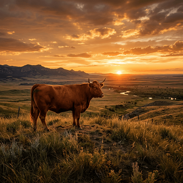 Angus Cow in Prairie
